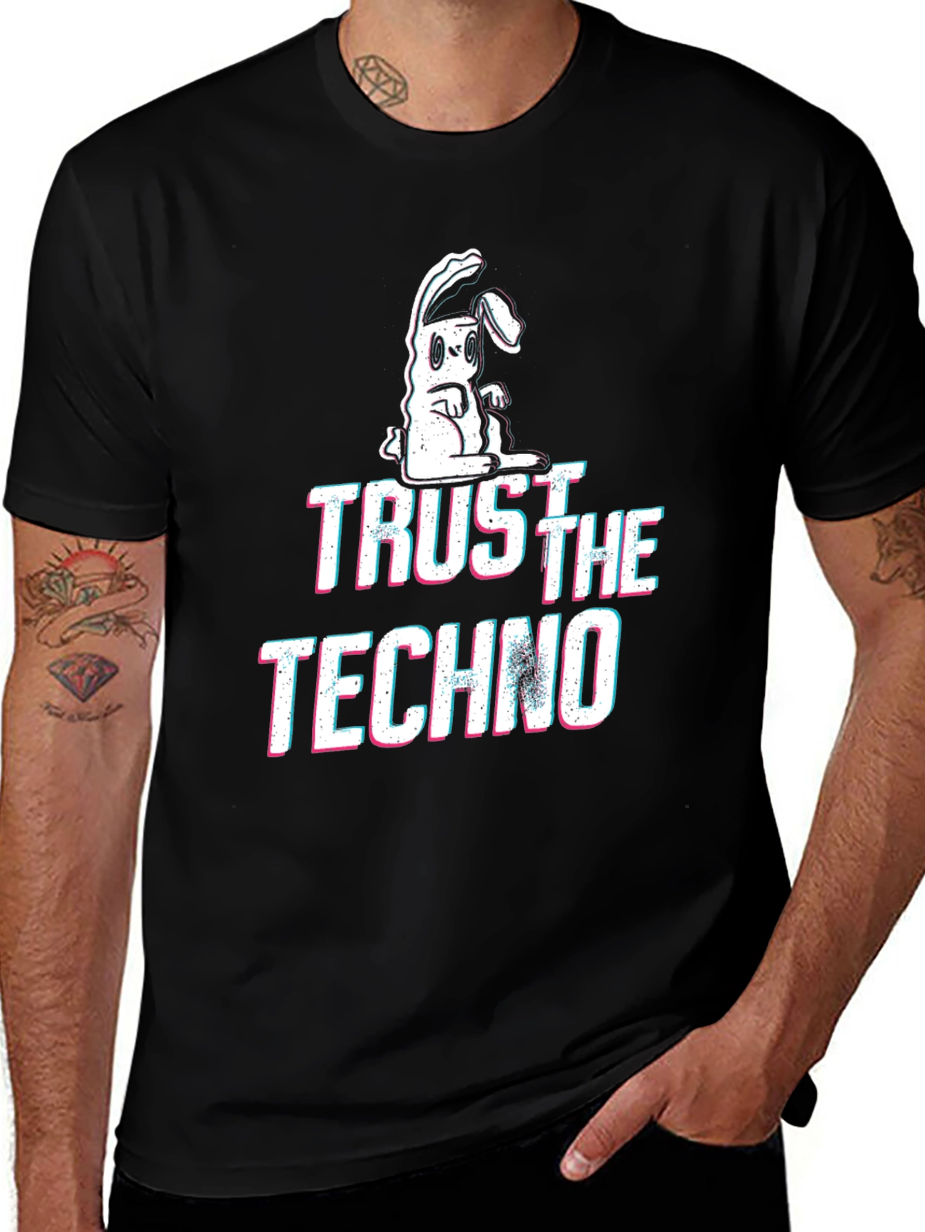 Trust the Techno Black Graphic T-Shirt