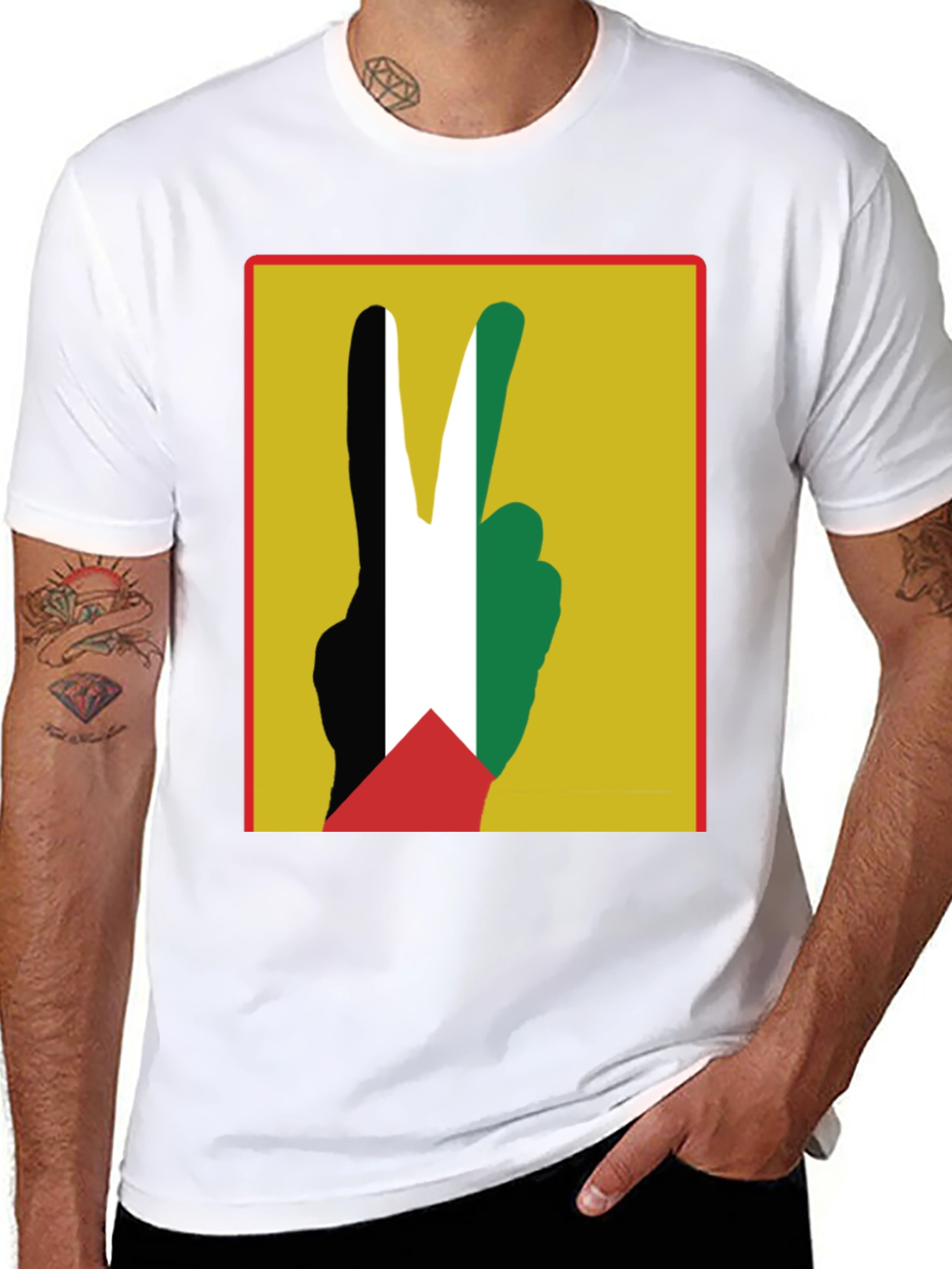 Peace Palestine T-Shirt Black Cotton Tee