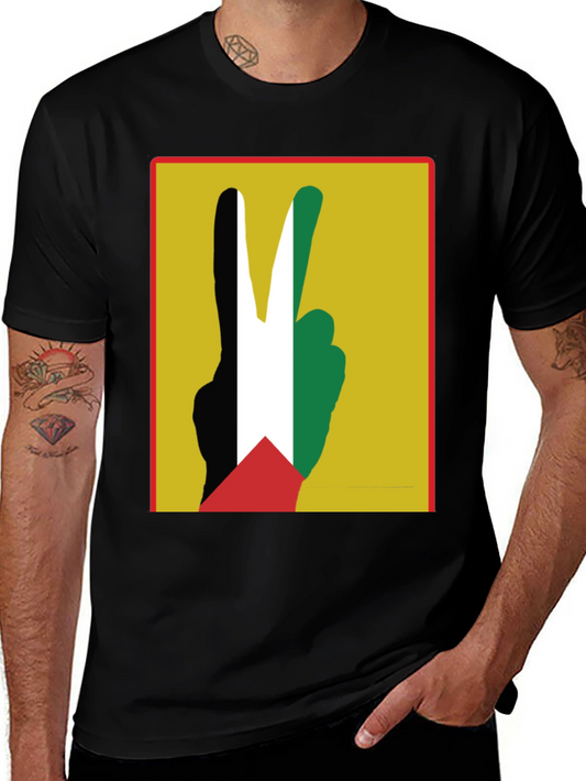 Peace Palestine T-Shirt Black Cotton Tee