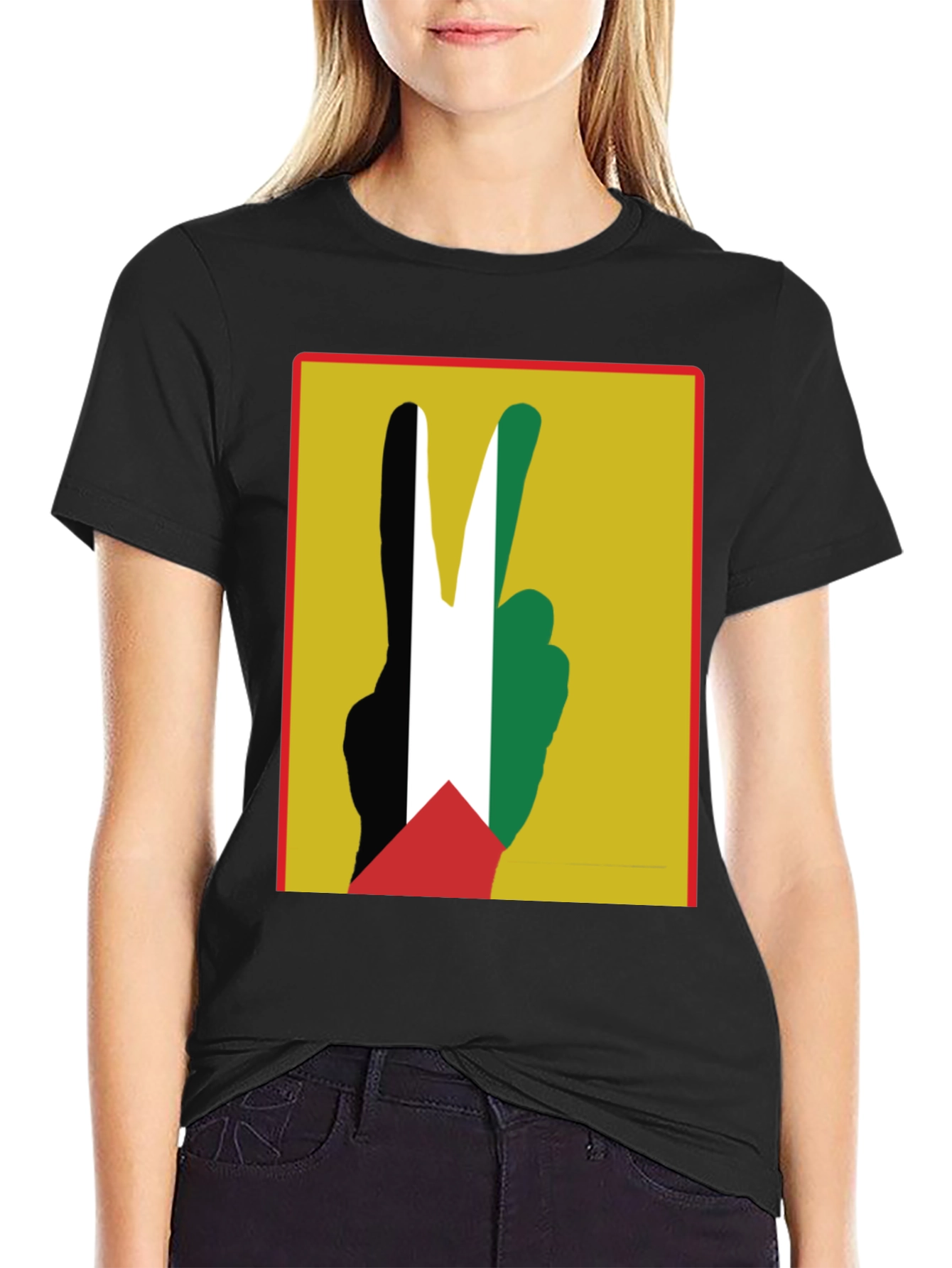 Peace Palestine T-Shirt Black Cotton Tee