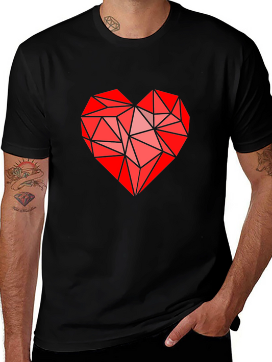 Geometric Heart Graphic Tee - Modern Love Statement Shirt