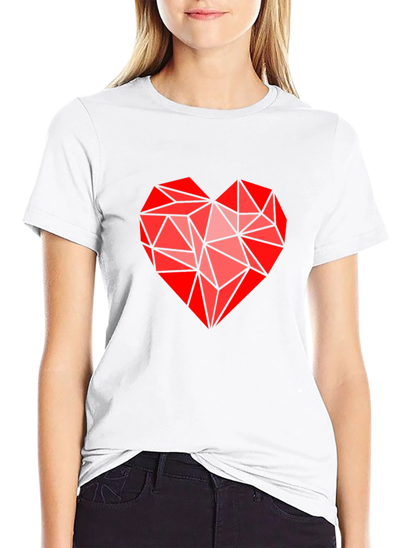 Geometric Heart Graphic Tee - Modern Love Statement Shirt