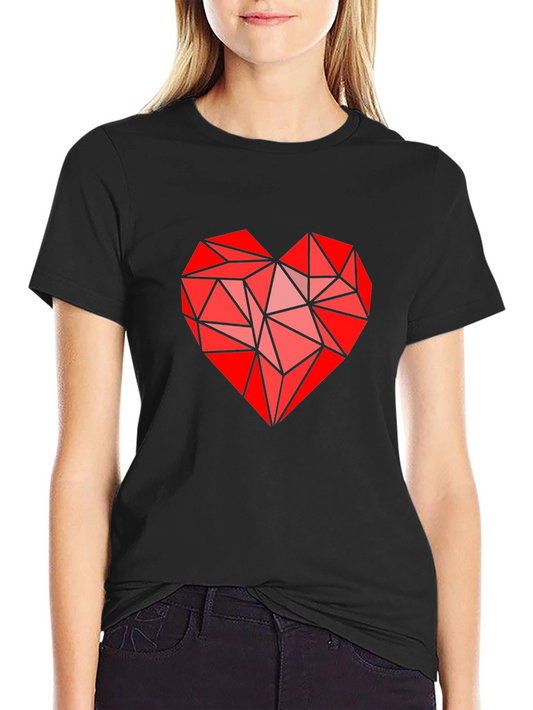 Geometric Heart Graphic Tee - Modern Love Statement Shirt