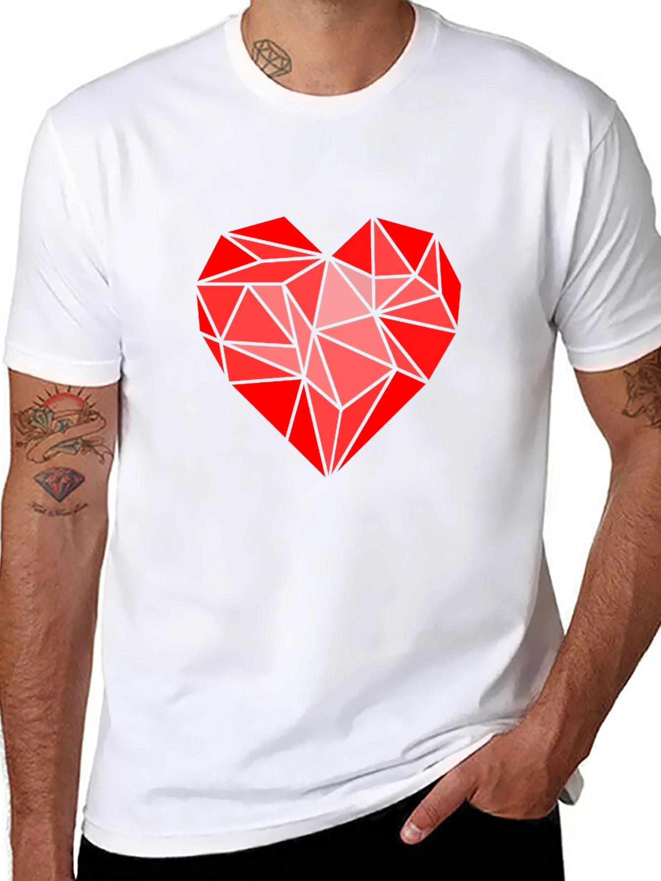 Geometric Heart Graphic Tee - Modern Love Statement Shirt