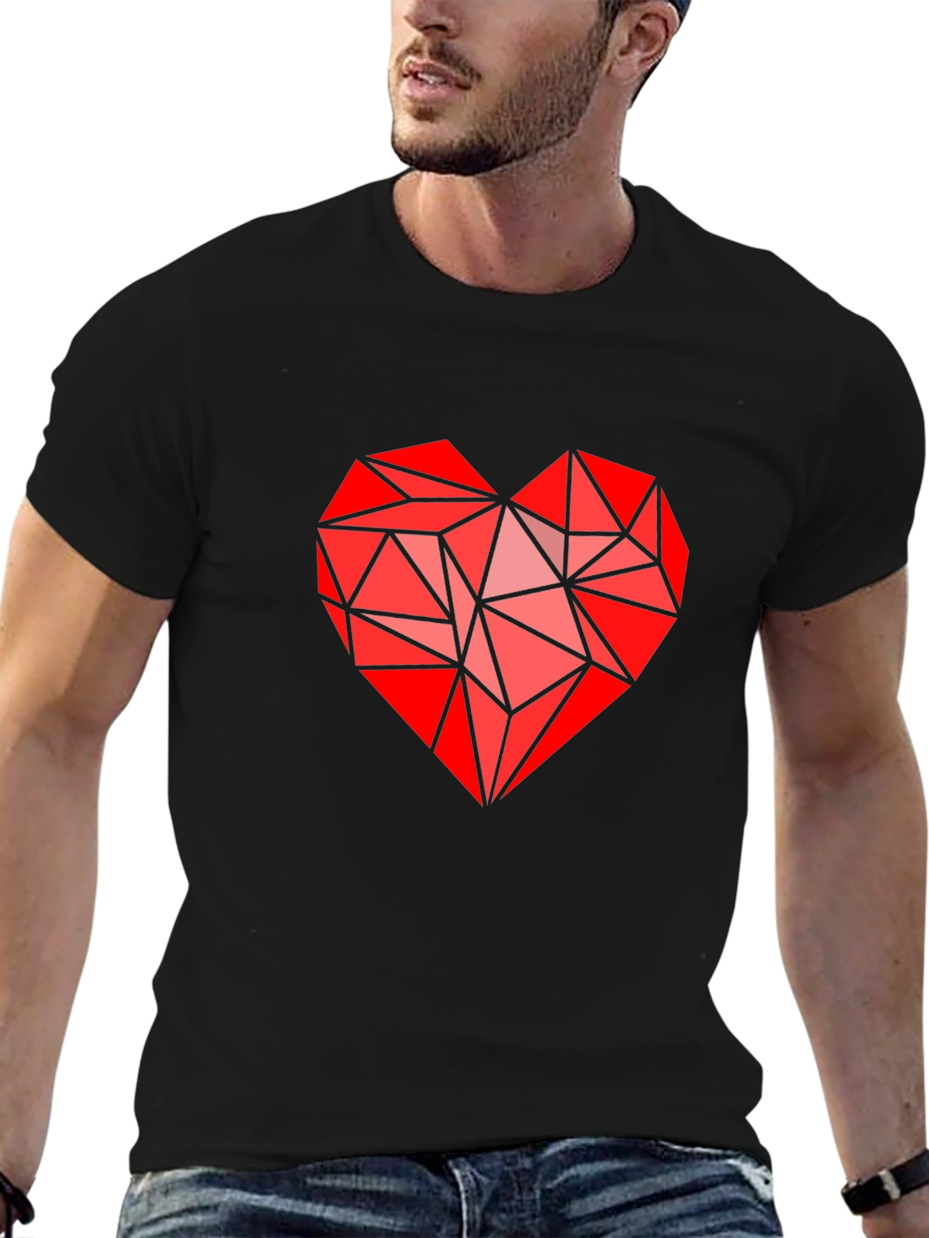 Geometric Heart Graphic Tee - Modern Love Statement Shirt