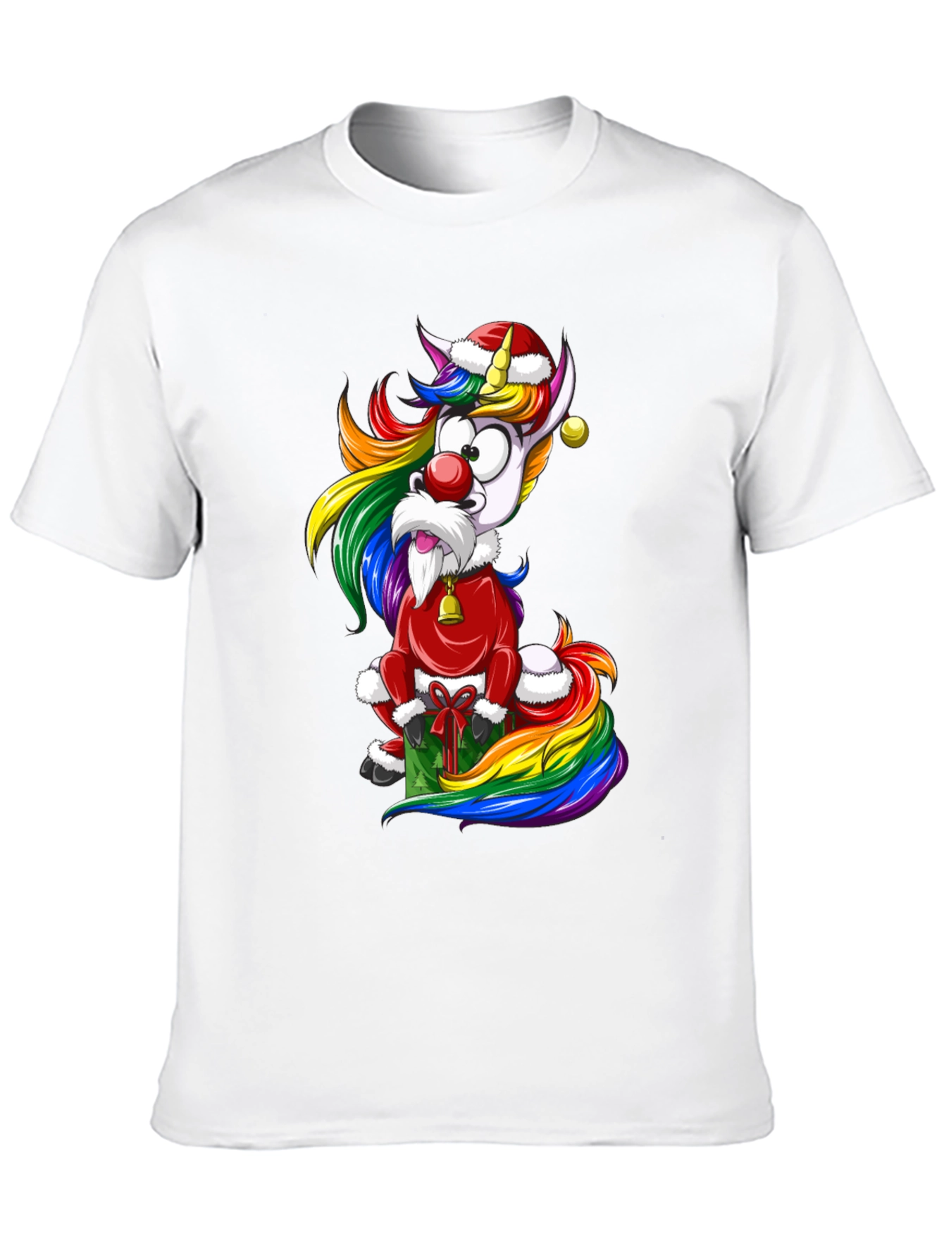 Festive Rainbow Unicorn Christmas T-Shirt