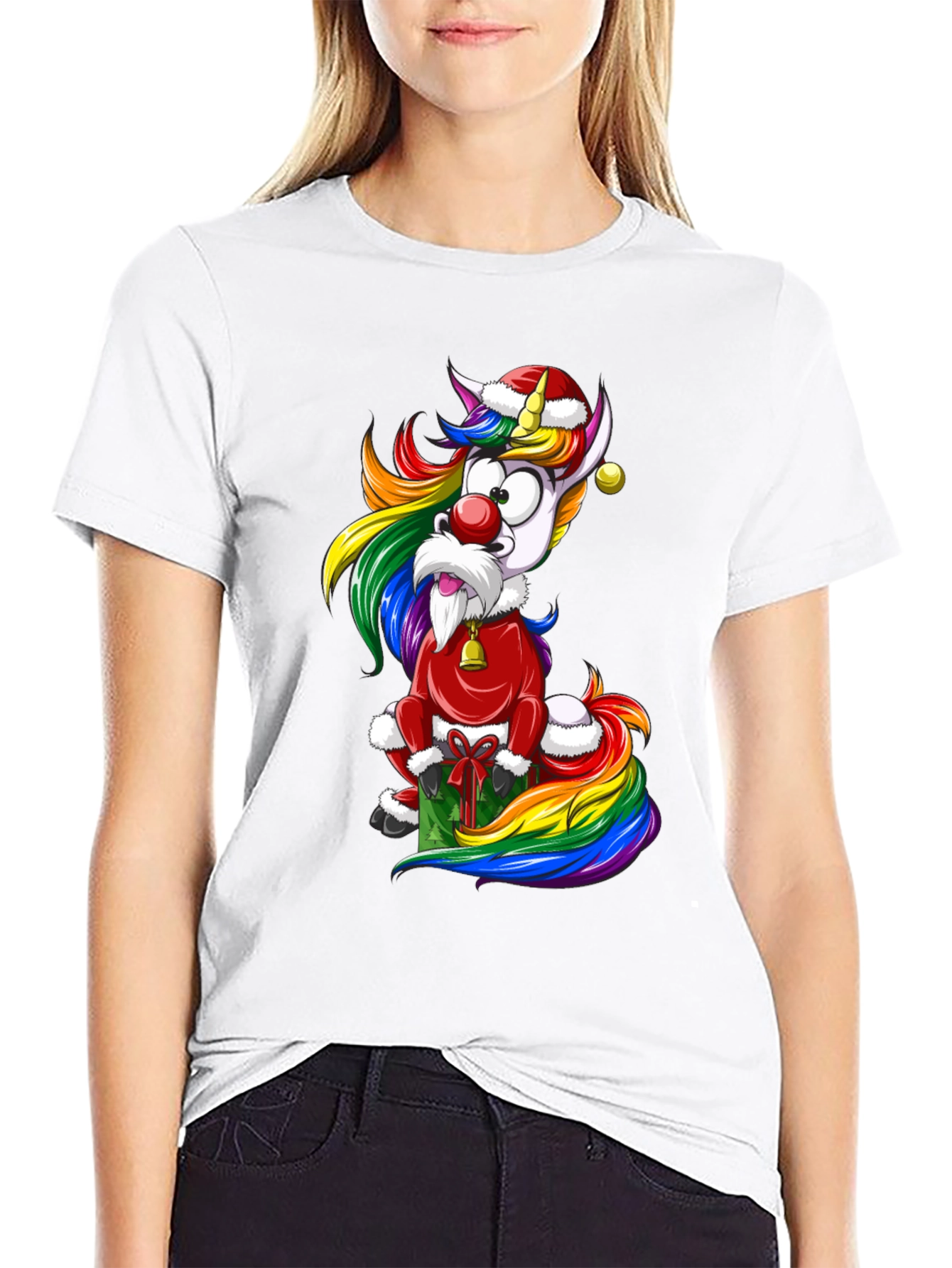 Festive Rainbow Unicorn Christmas T-Shirt