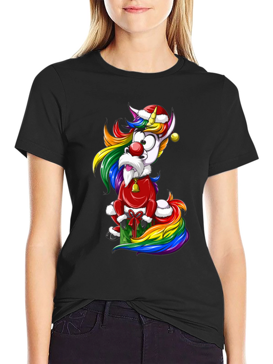 Festive Rainbow Unicorn Christmas T-Shirt