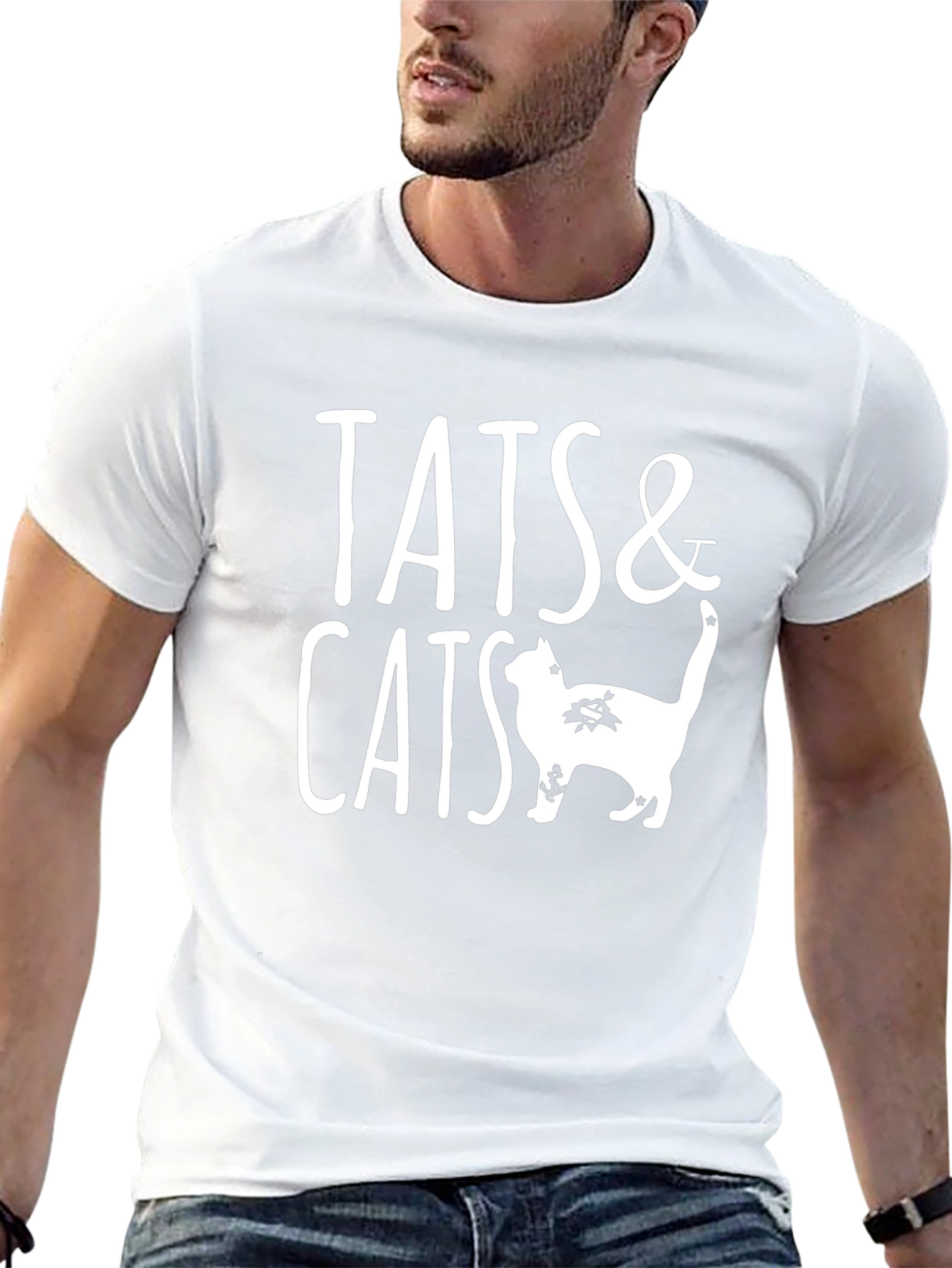 Tats & Cats Graphic Tee - Black Cotton T-Shirt