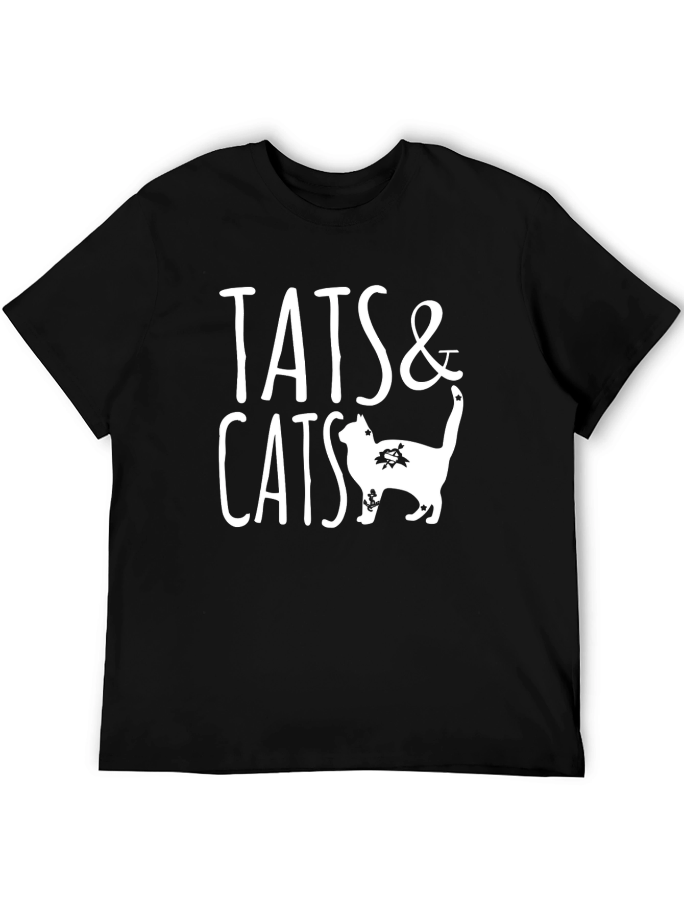 Tats & Cats Graphic Tee - Black Cotton T-Shirt