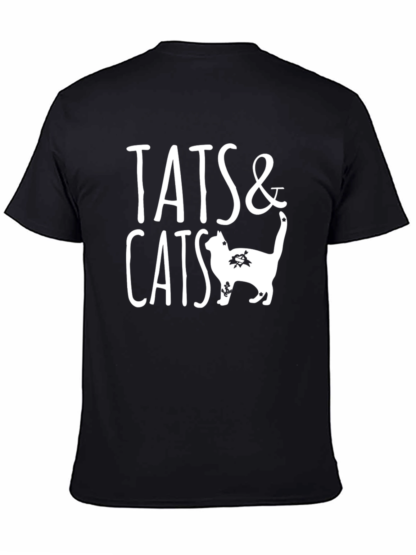 Tats & Cats Graphic Tee - Black Cotton T-Shirt