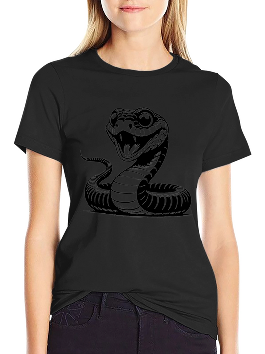 Mens Cobra Snake Graphic Print Black T-Shirt