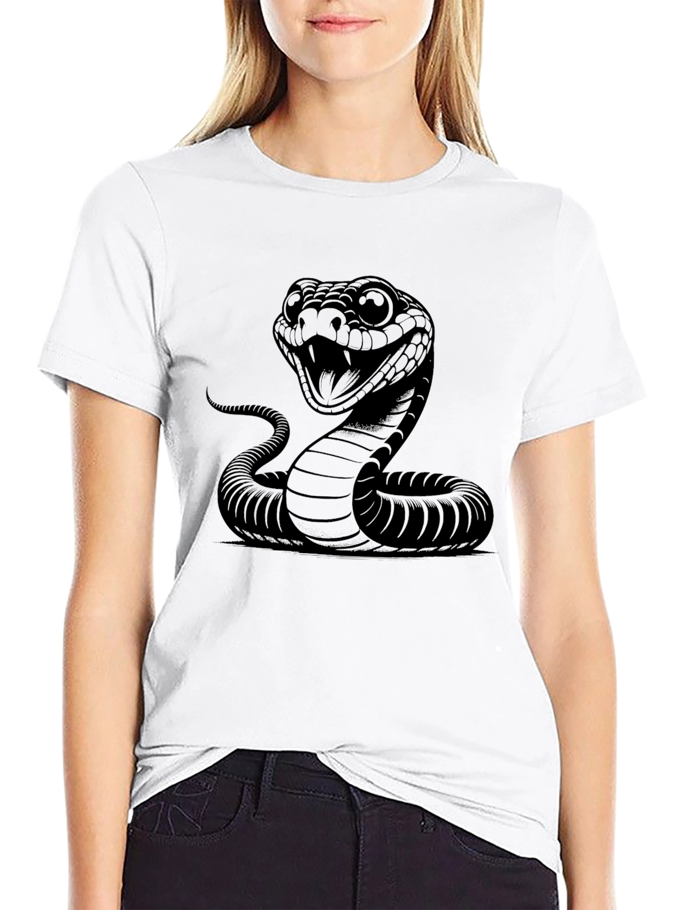 Mens Cobra Snake Graphic Print Black T-Shirt