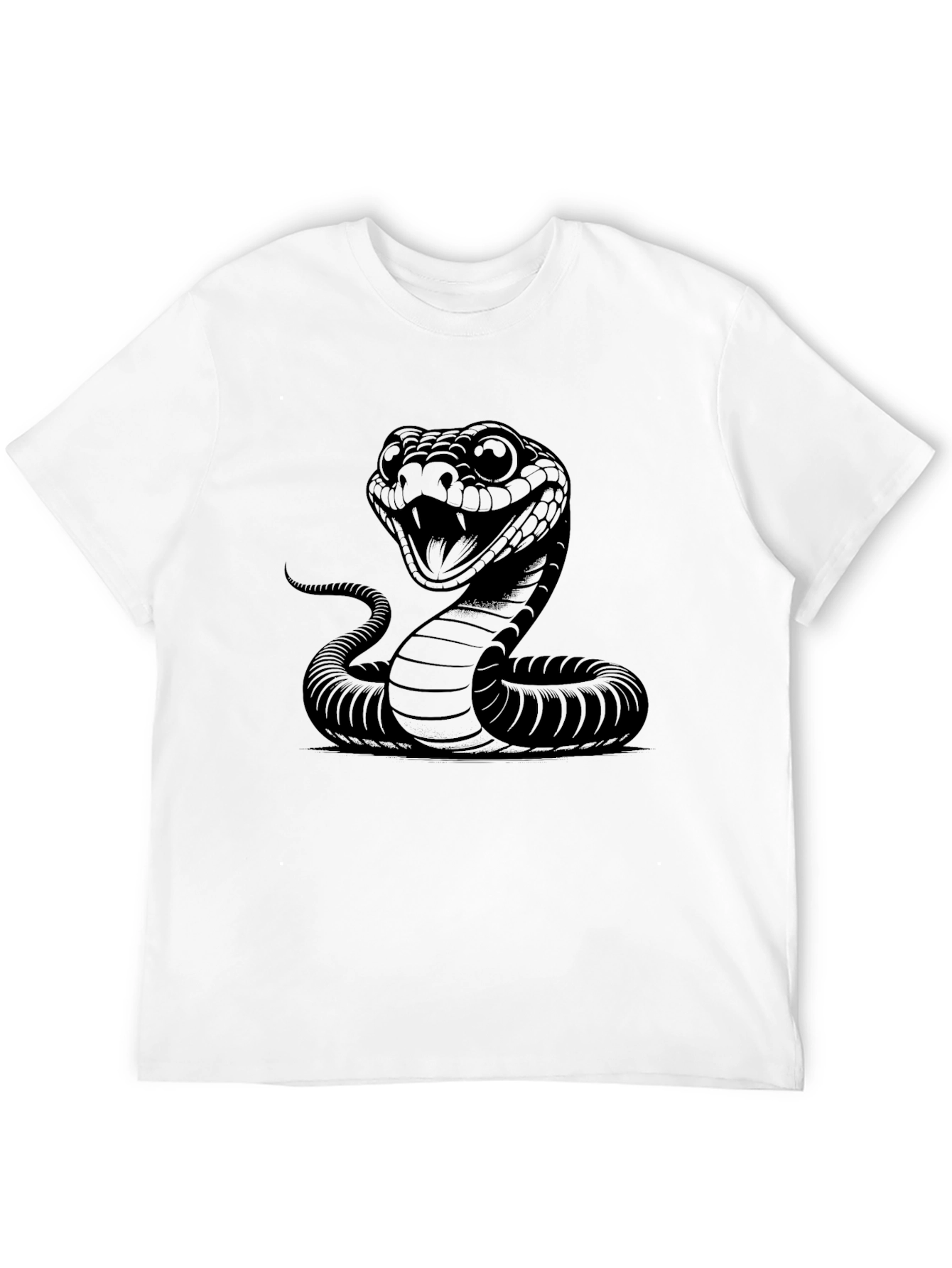 Mens Cobra Snake Graphic Print Black T-Shirt
