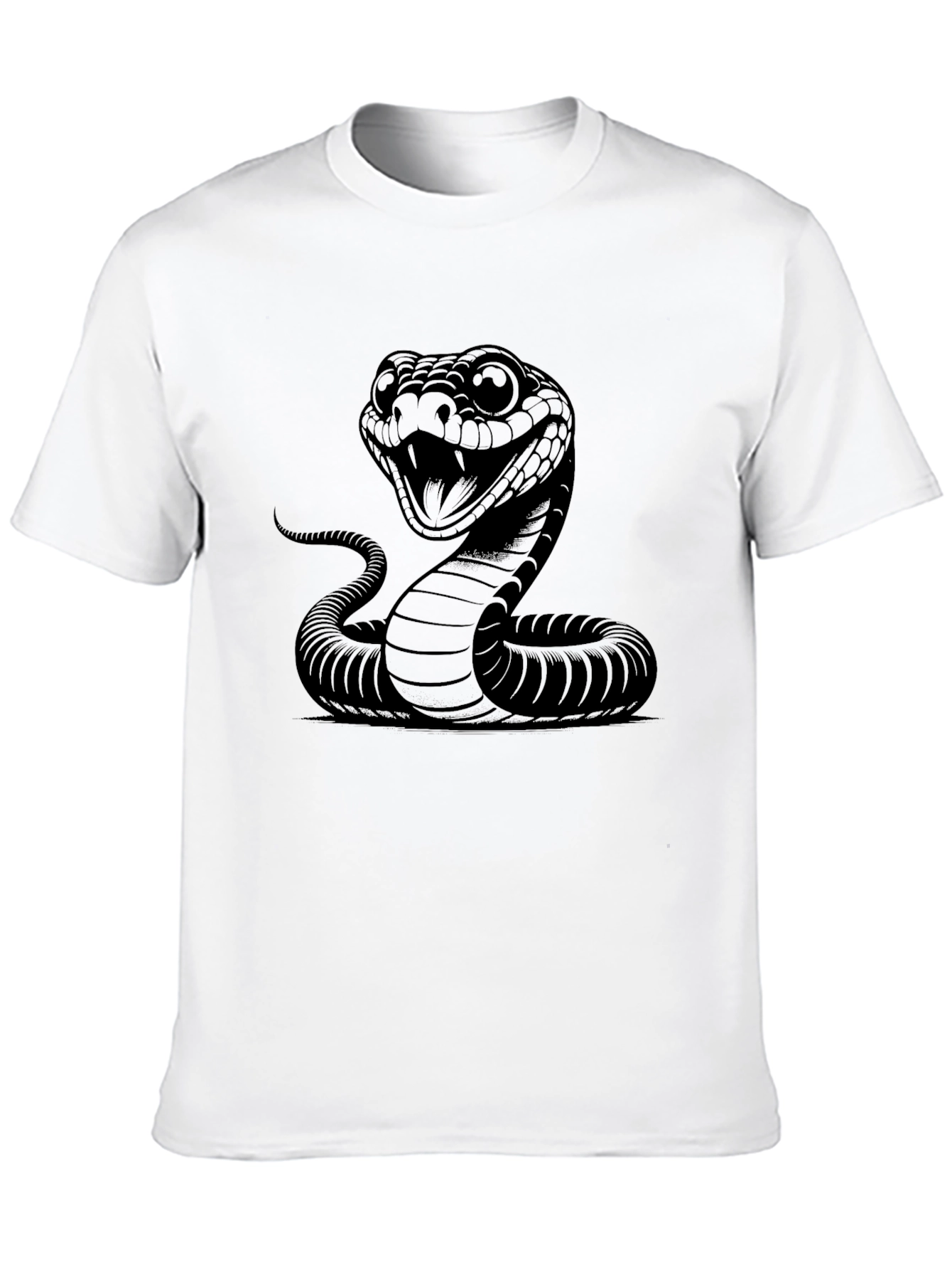 Mens Cobra Snake Graphic Print Black T-Shirt