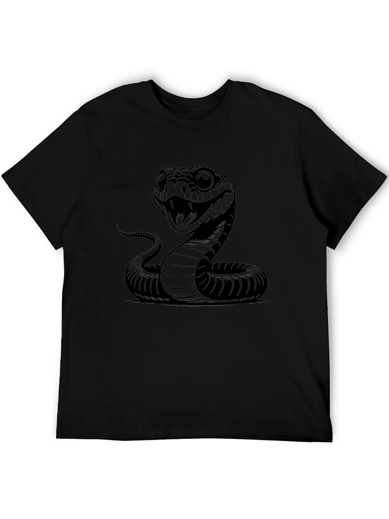 Mens Cobra Snake Graphic Print Black T-Shirt