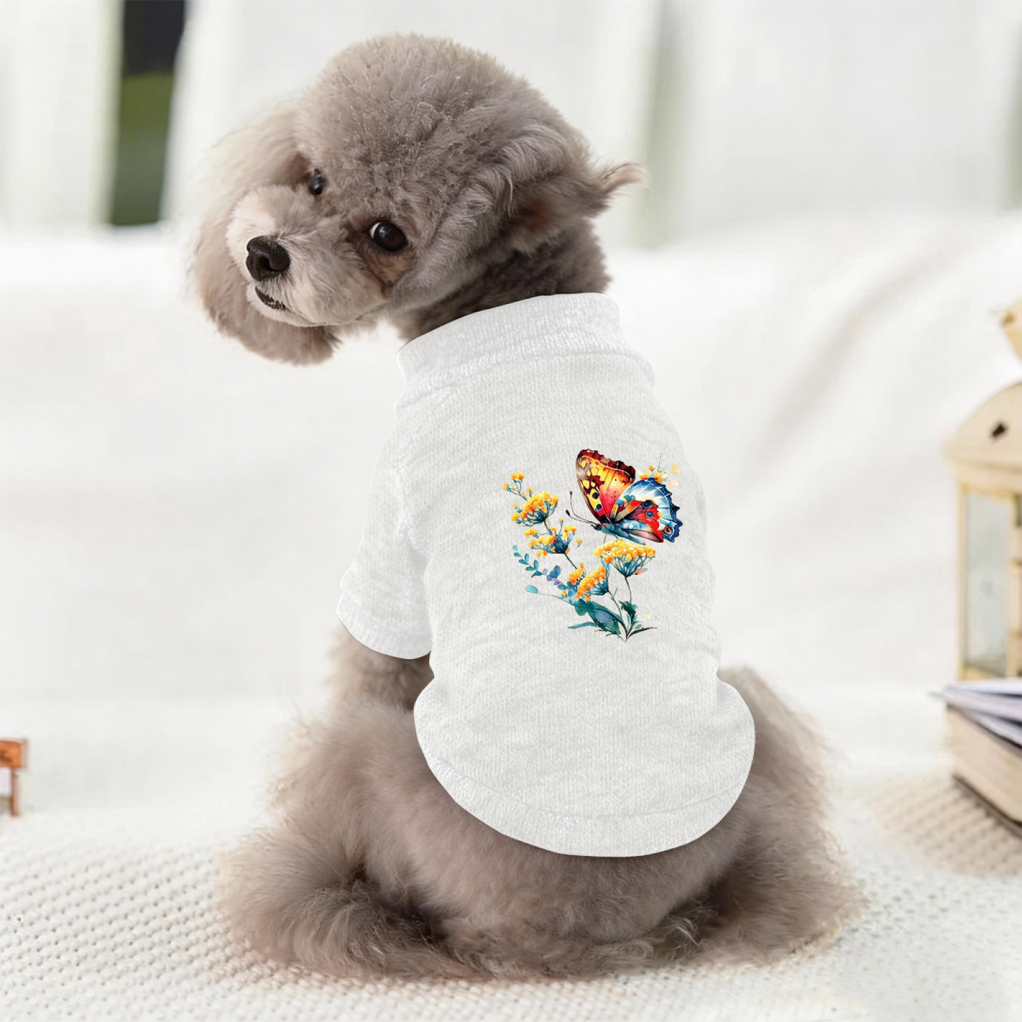 Watercolor Butterfly Floral Cozy Pet Pullover Sweater