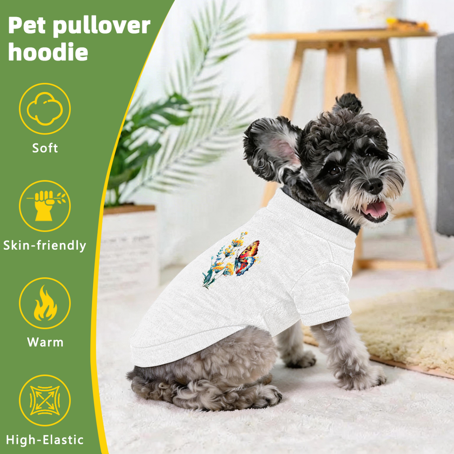 Watercolor Butterfly Floral Cozy Pet Pullover Sweater