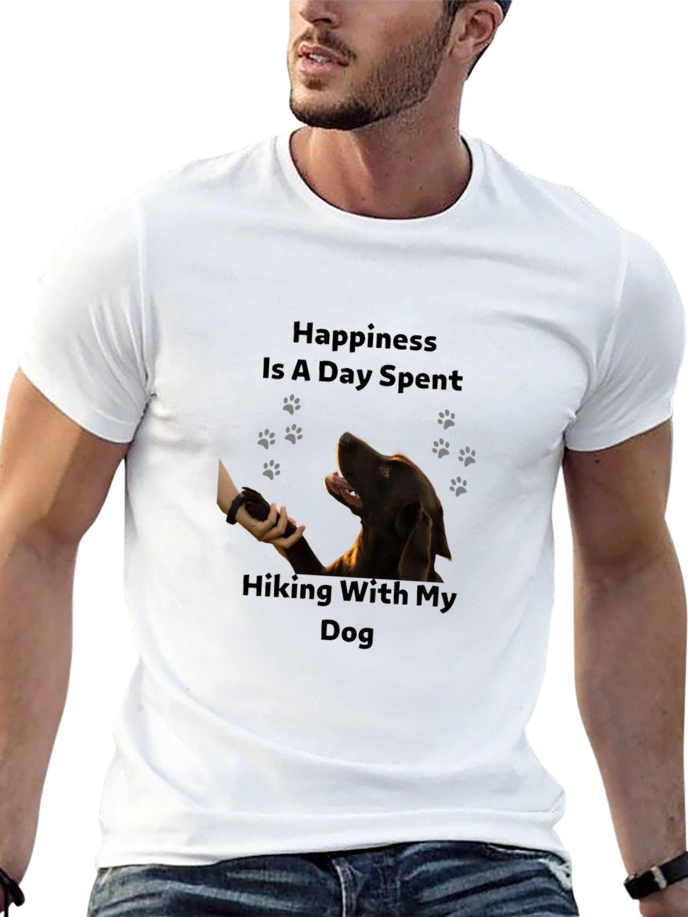 Hiking With My Dog Black T-Shirt