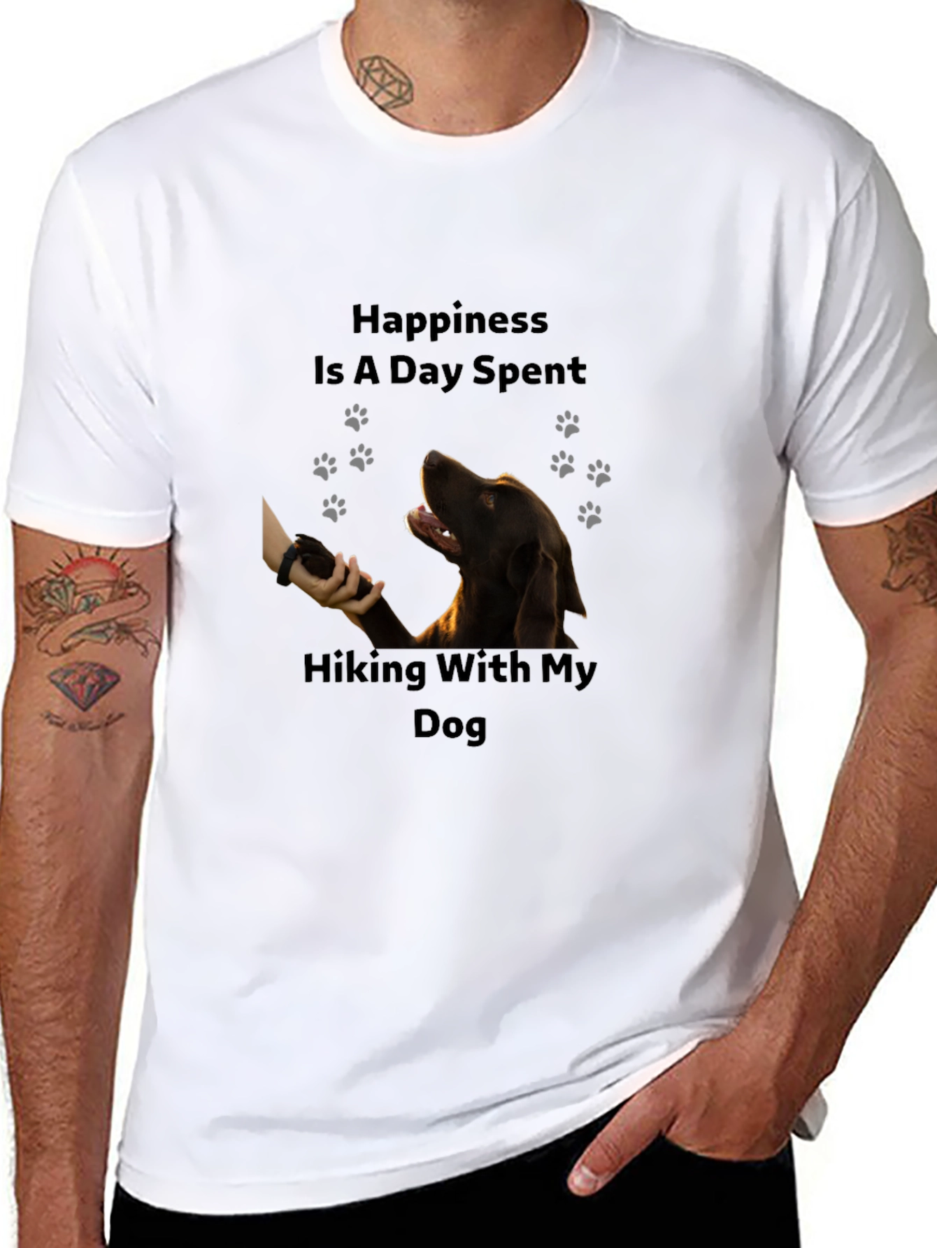Hiking With My Dog Black T-Shirt