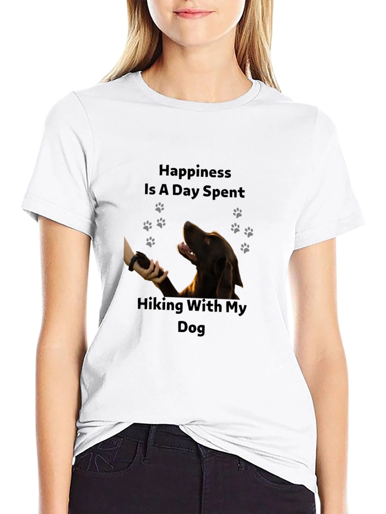 Hiking With My Dog Black T-Shirt