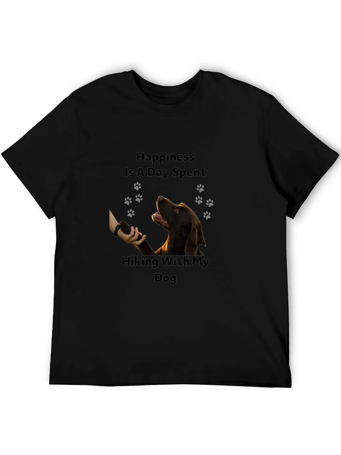 Hiking With My Dog Black T-Shirt