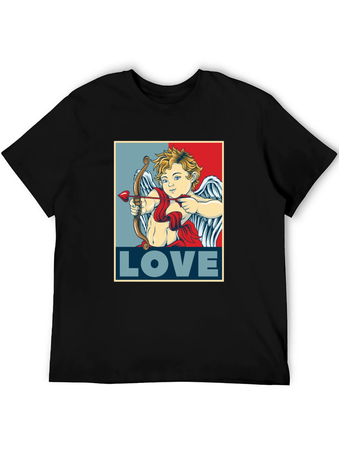 Cupid LOVE Valentines Day T-Shirt - Mens Black Tee