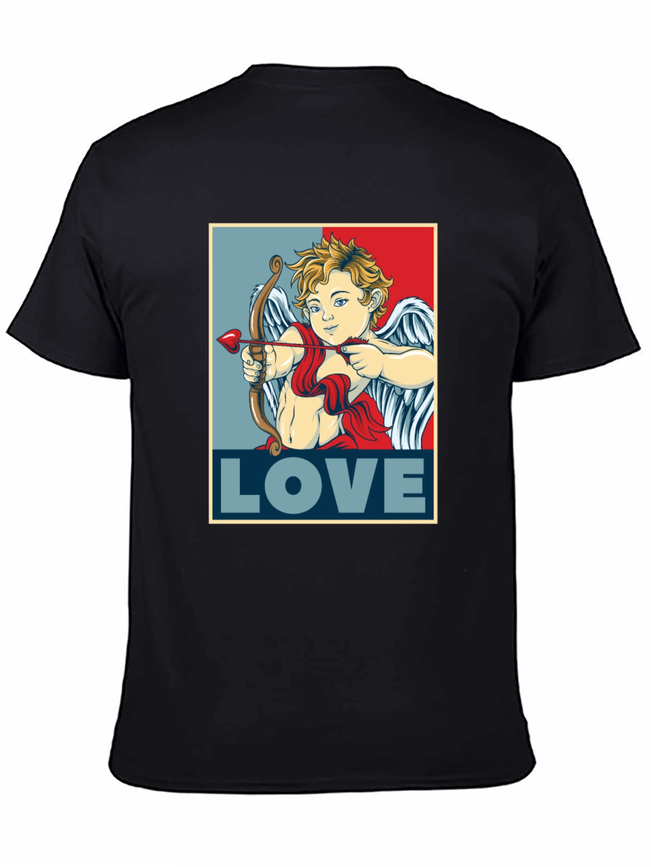 Cupid LOVE Valentines Day T-Shirt - Mens Black Tee