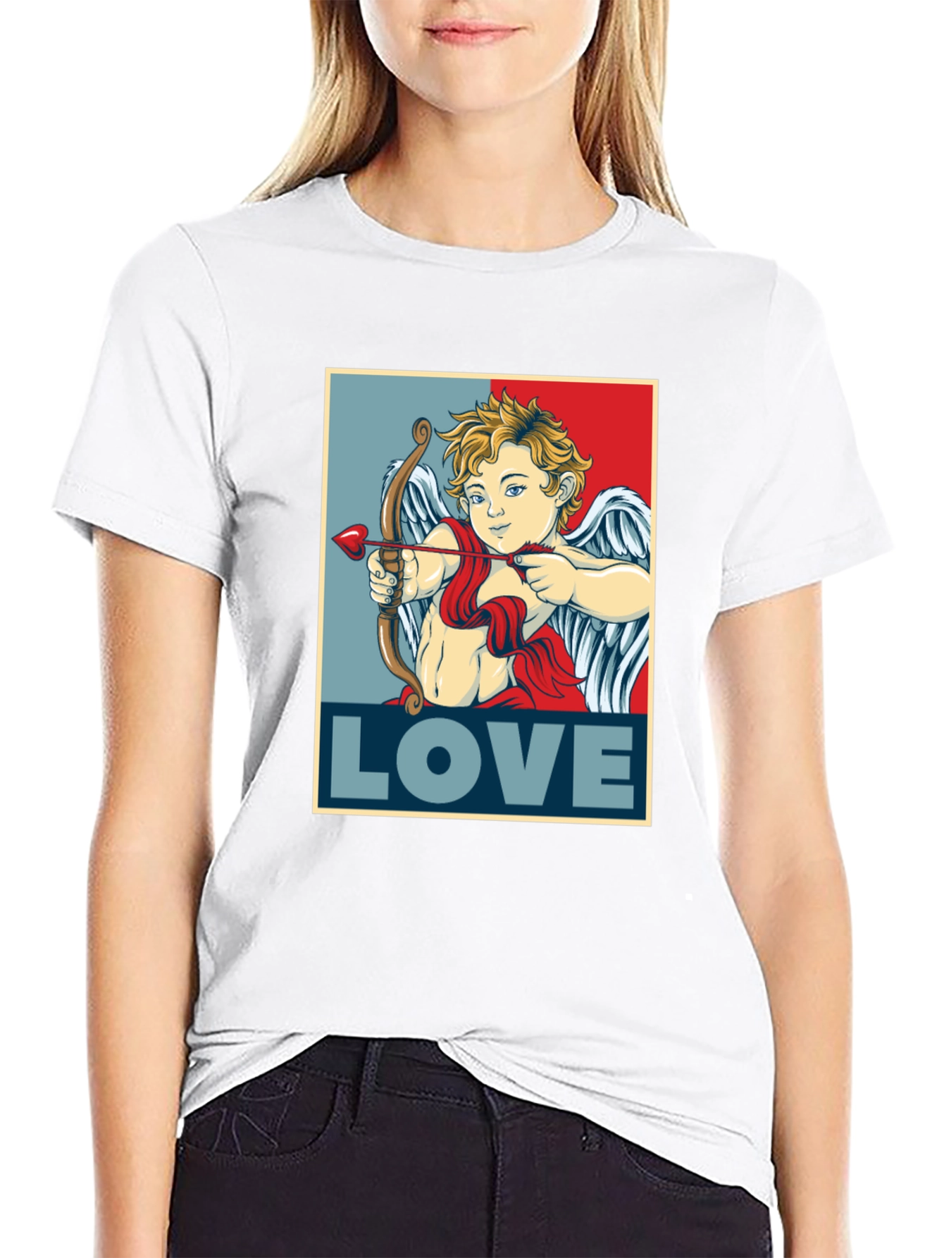 Cupid LOVE Valentines Day T-Shirt - Mens Black Tee