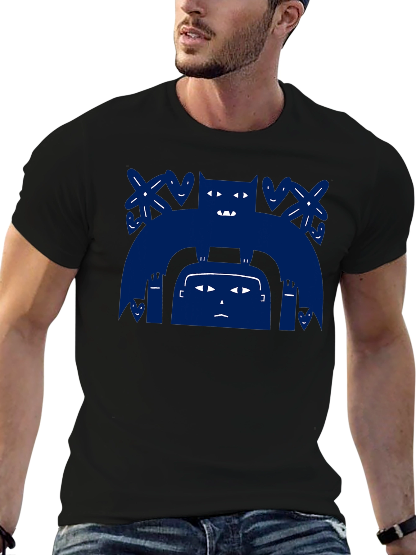 Monster Graphic Black Cotton T-Shirt