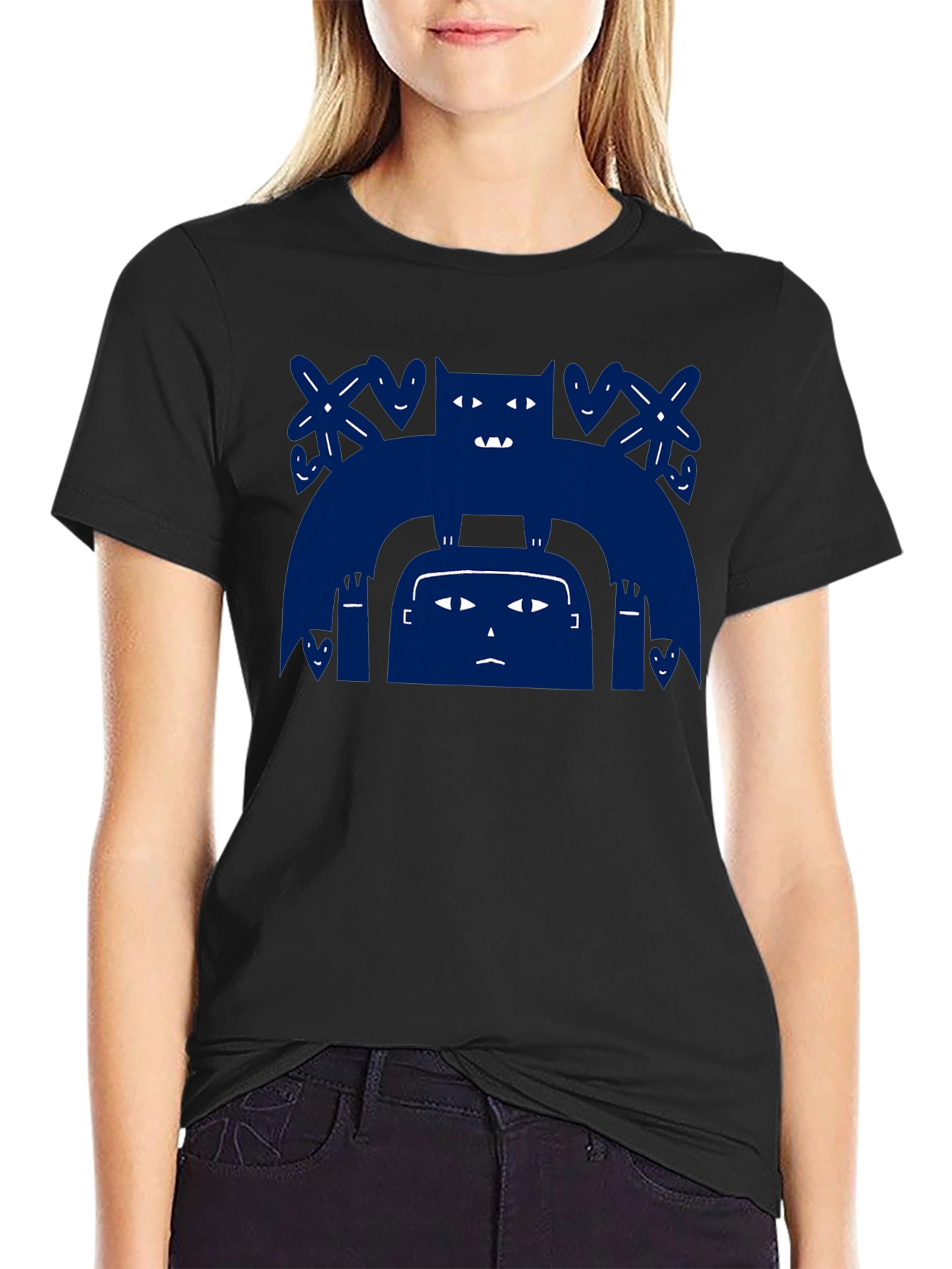 Monster Graphic Black Cotton T-Shirt