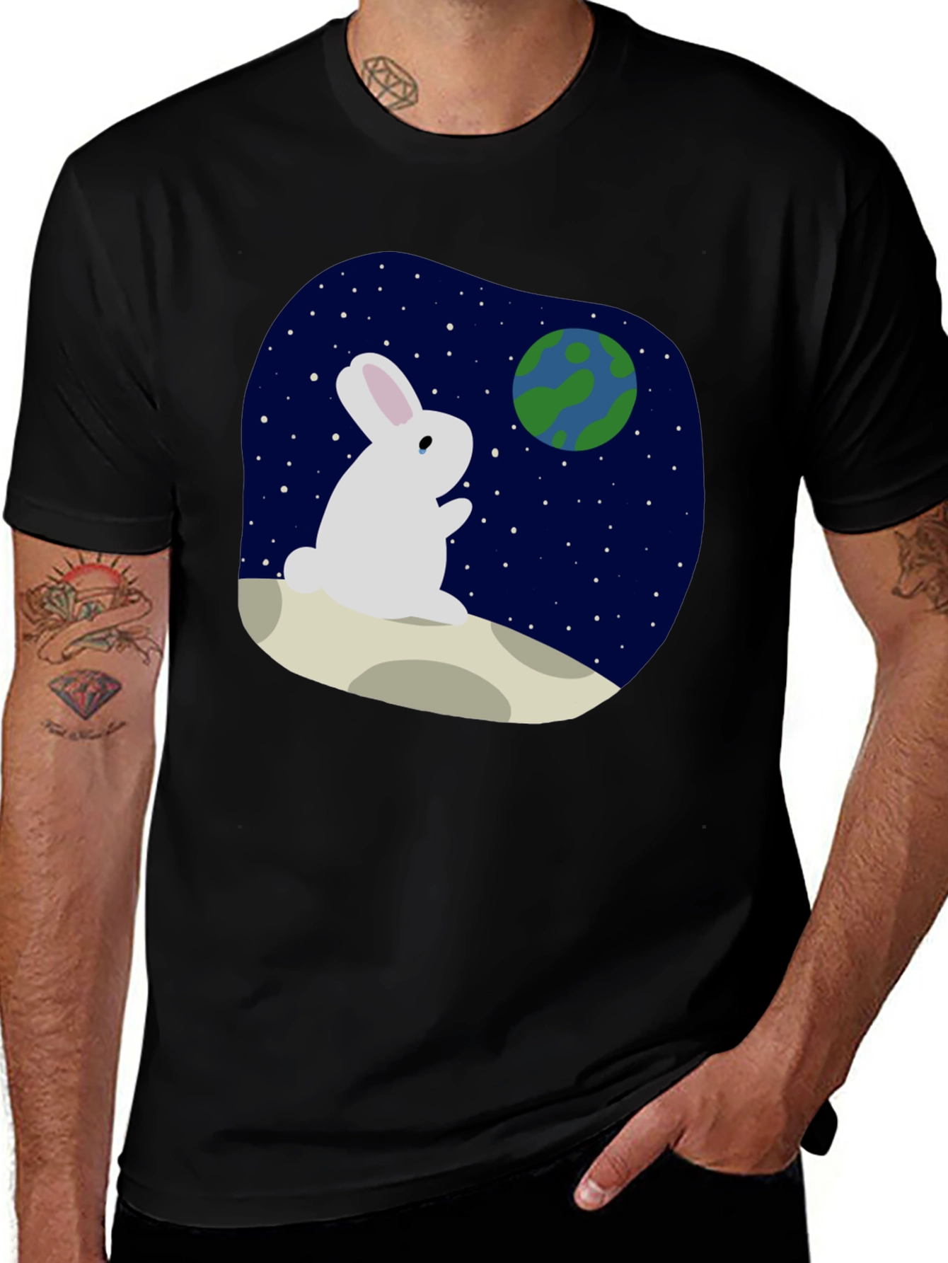 Rabbit on Moon T-Shirt - Space Lover Tee