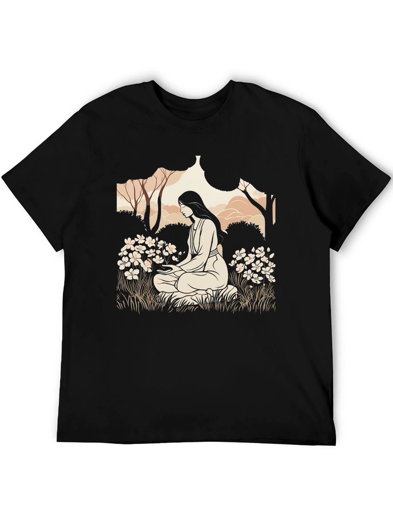 Nature Meditation Graphic Tee - Black