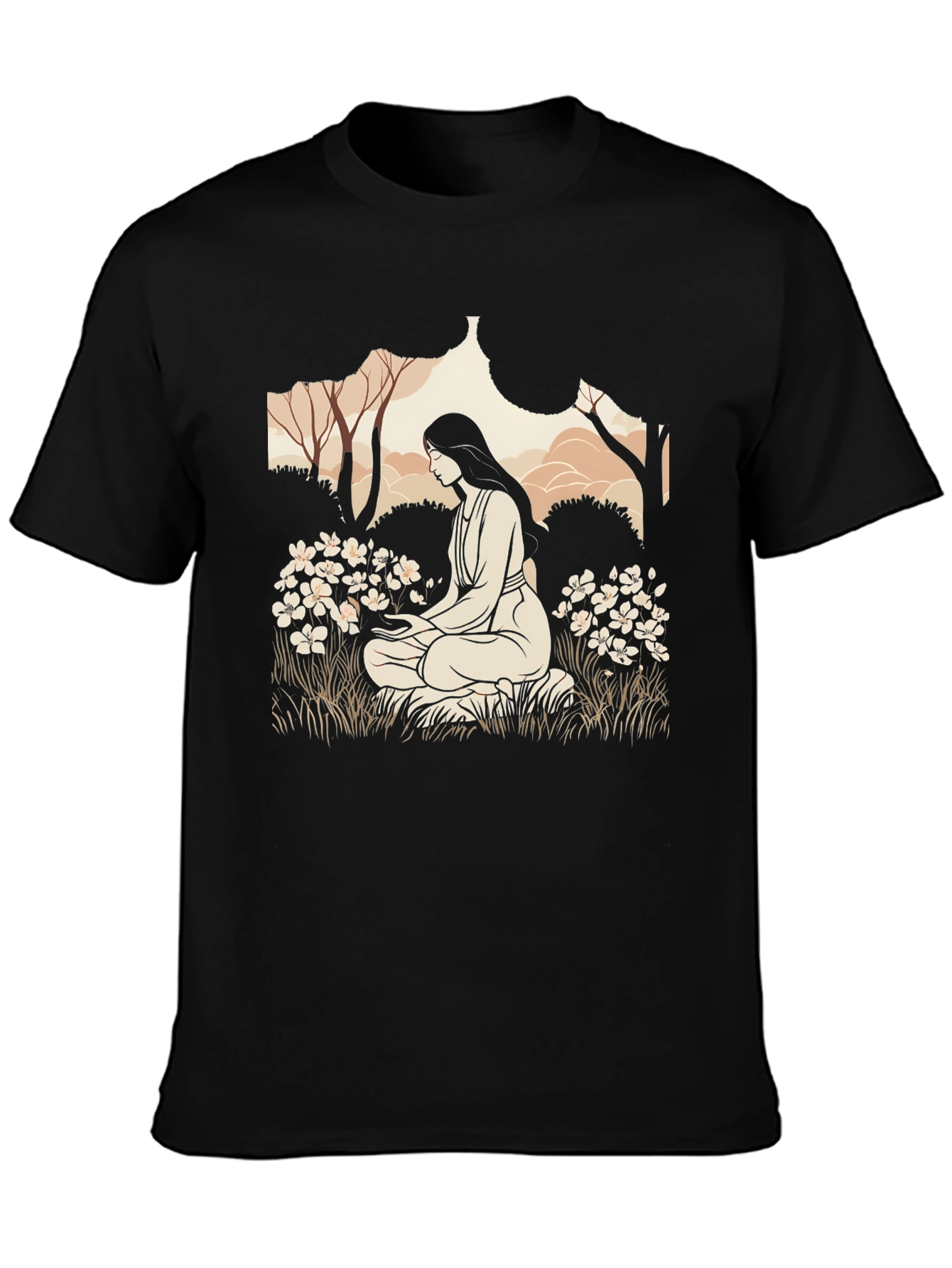 Nature Meditation Graphic Tee - Black