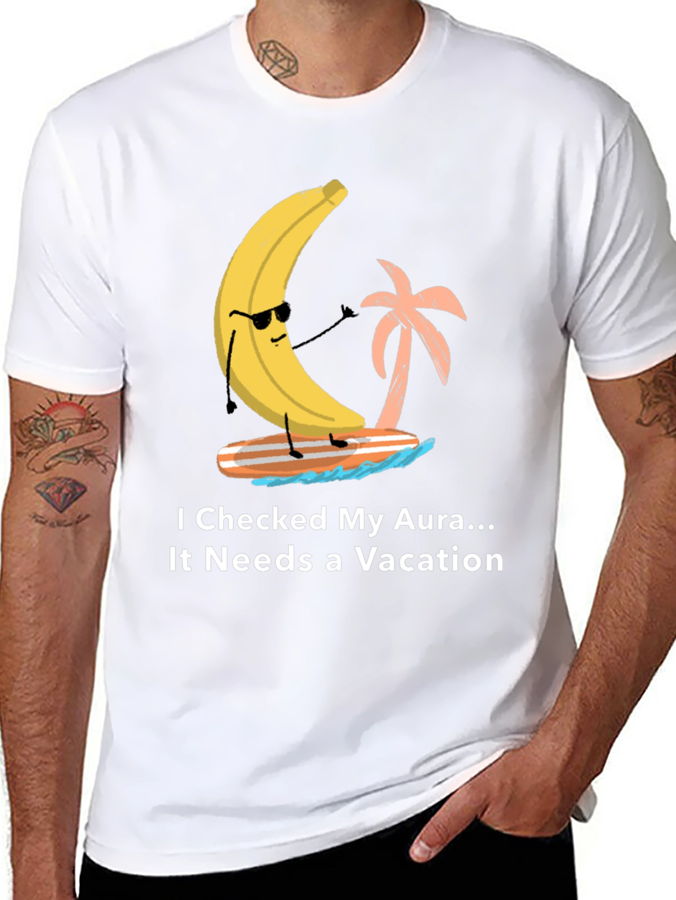 Vacation Aura Graphic T-Shirt Banana Surfer