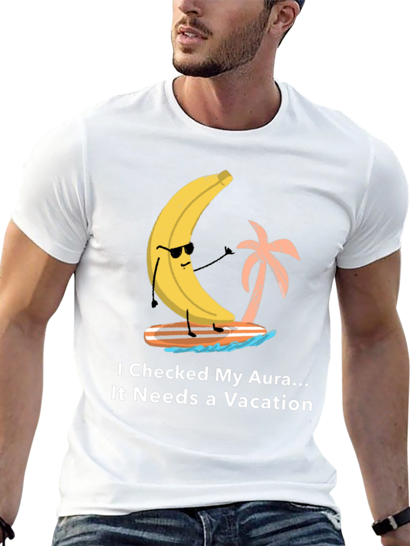 Vacation Aura Graphic T-Shirt Banana Surfer