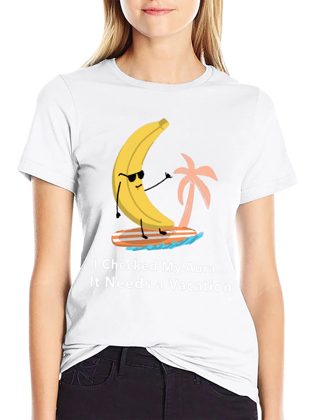 Vacation Aura Graphic T-Shirt Banana Surfer