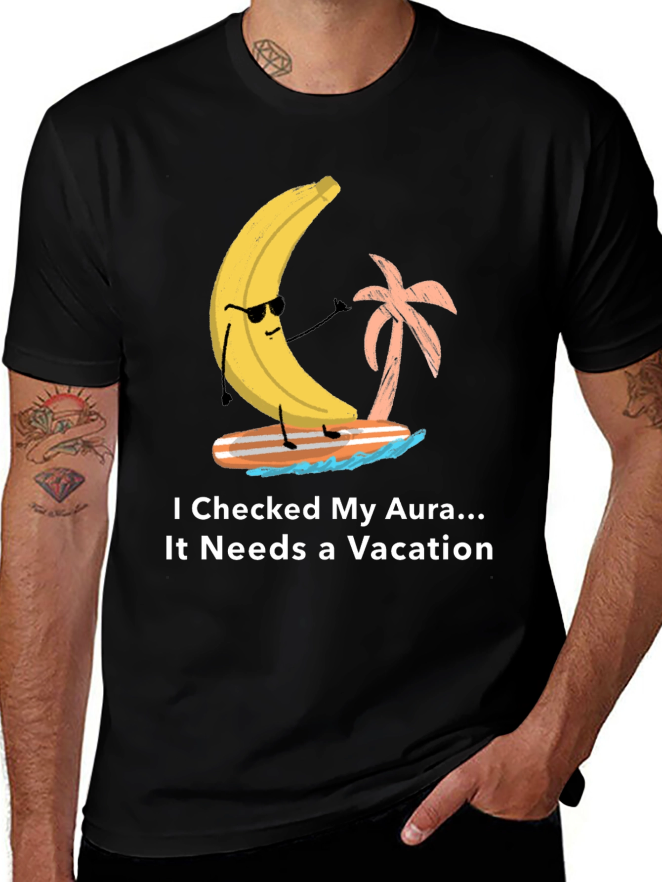 Vacation Aura Graphic T-Shirt Banana Surfer