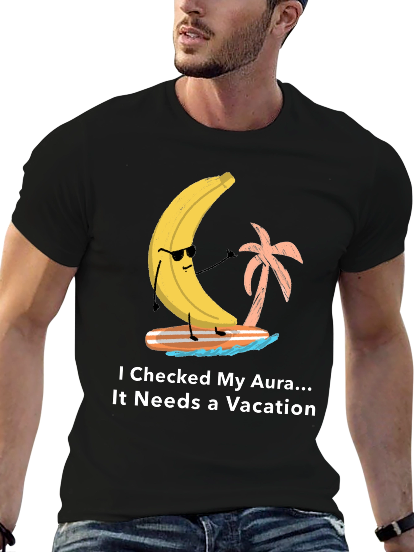 Vacation Aura Graphic T-Shirt Banana Surfer