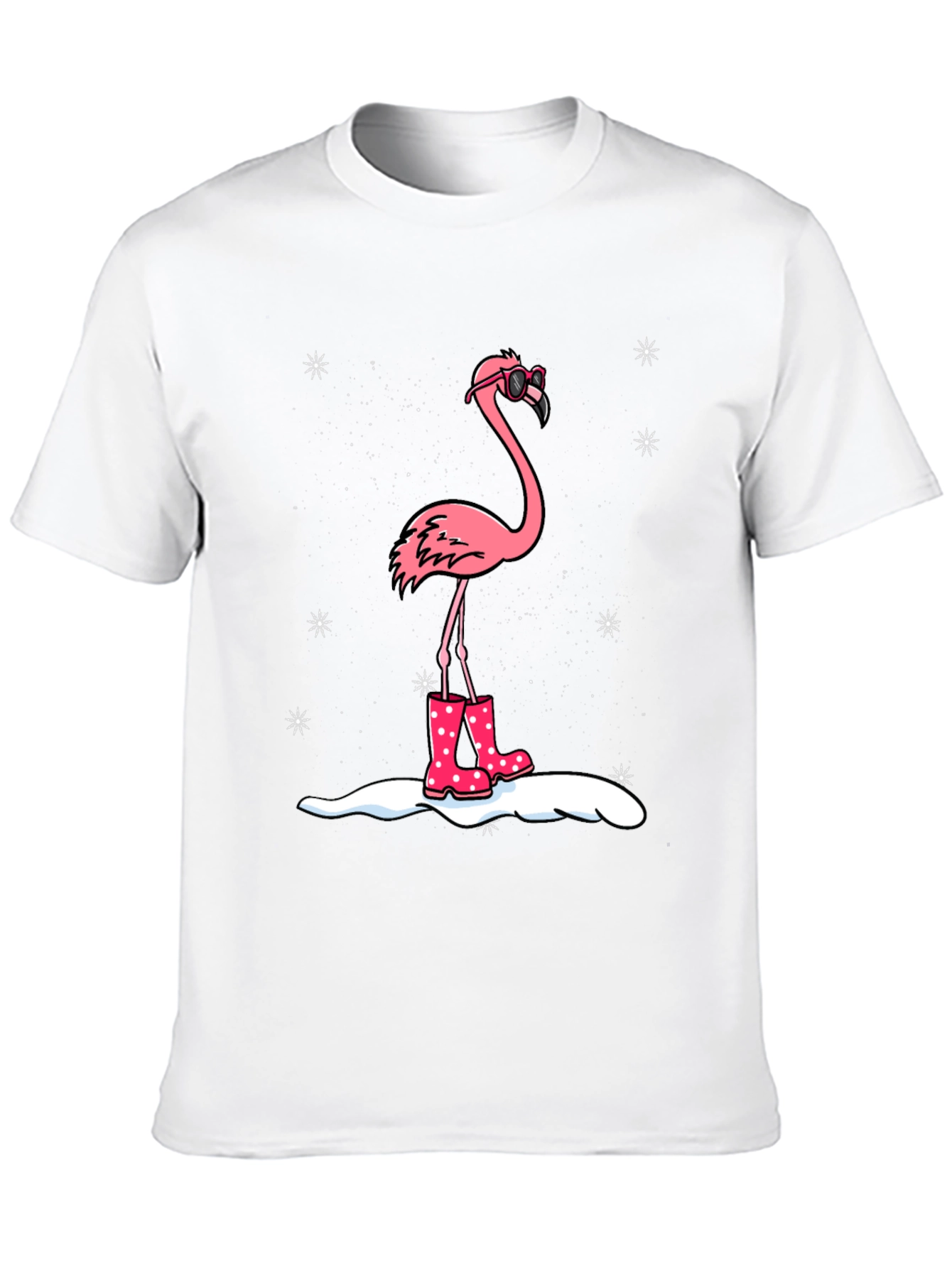 Flamingo T-Shirt - Winter Rain Boots Black Tee