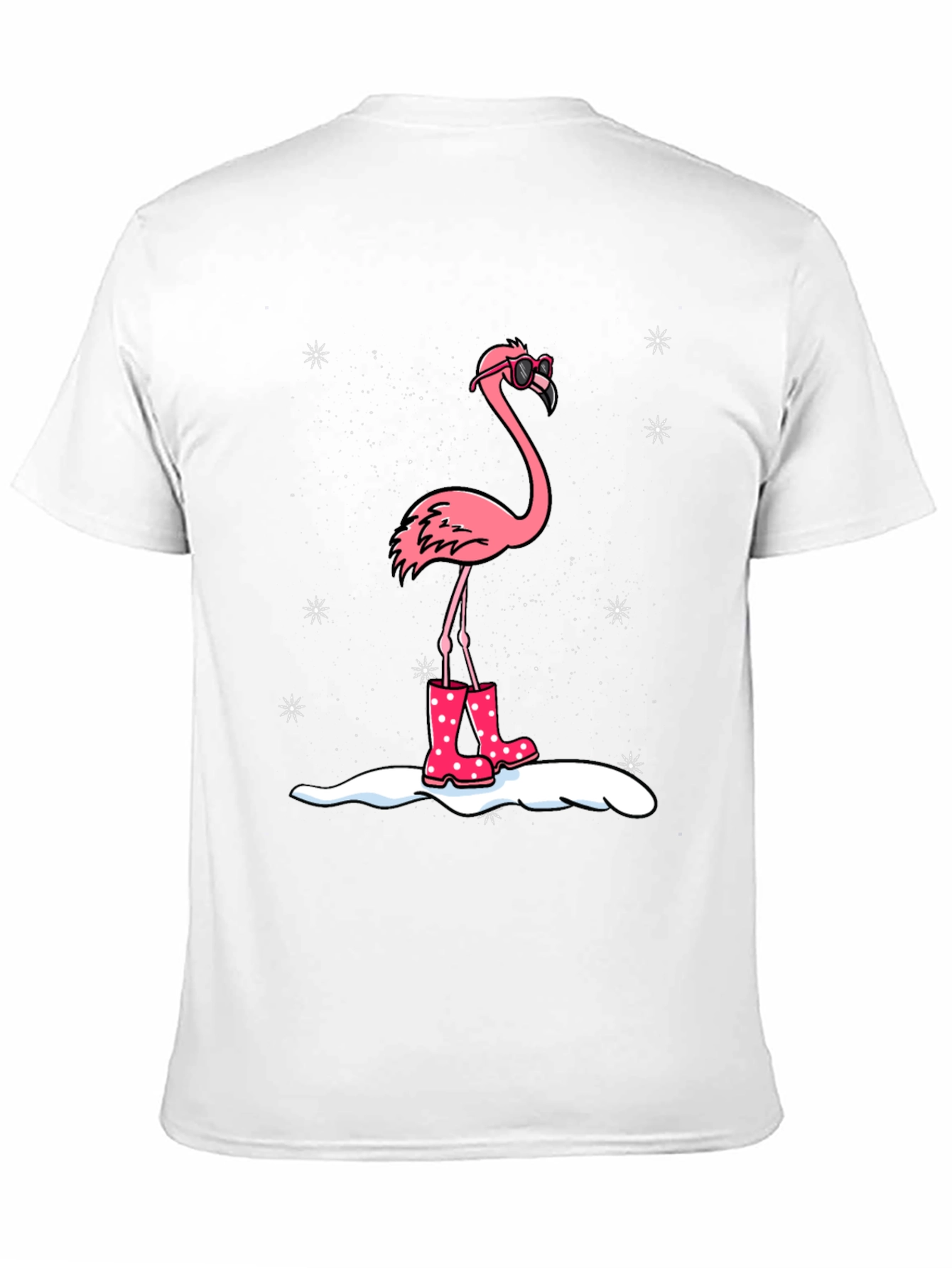 Flamingo T-Shirt - Winter Rain Boots Black Tee