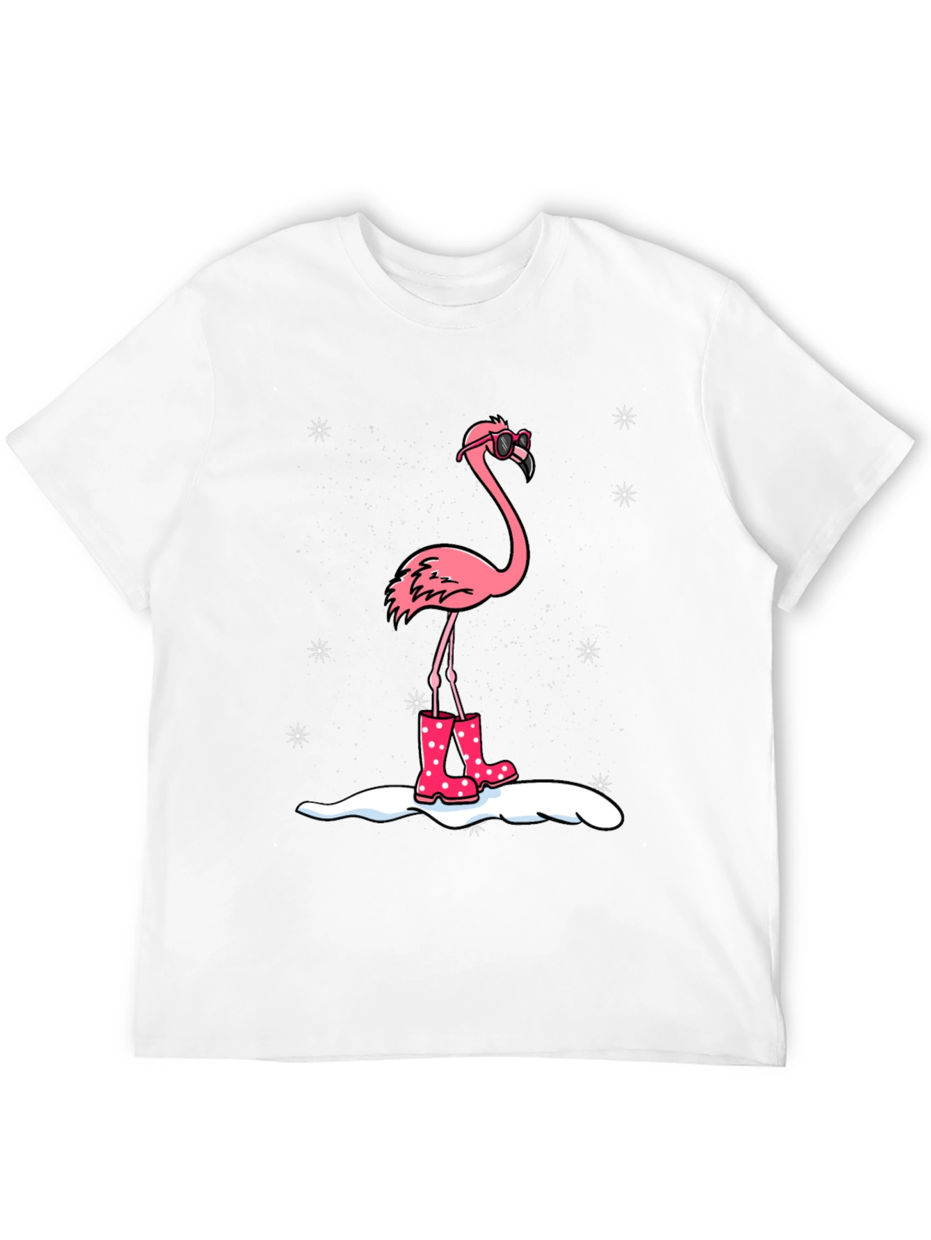 Flamingo T-Shirt - Winter Rain Boots Black Tee