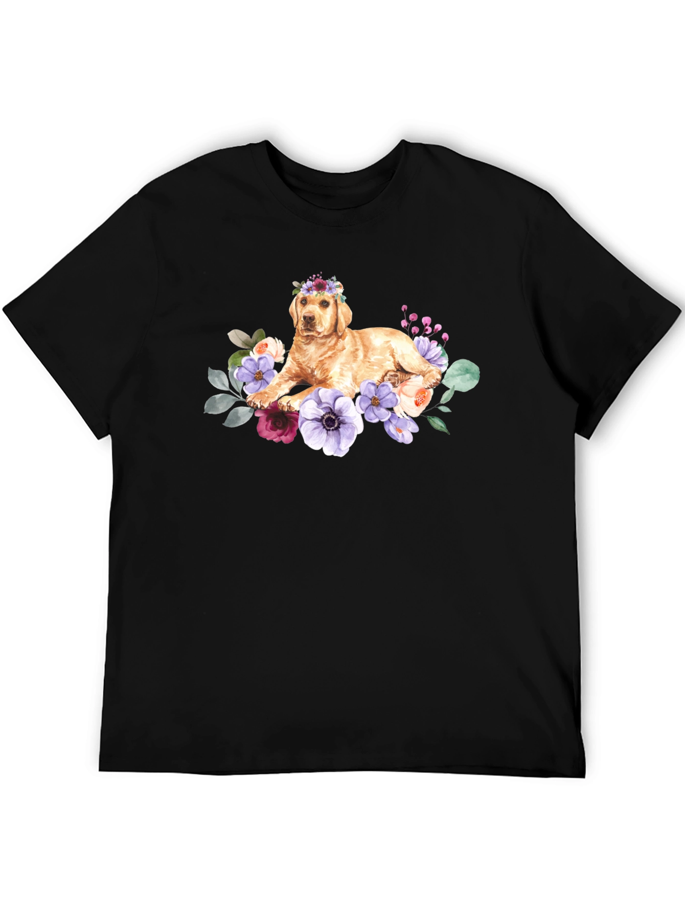 Golden Retriever Floral Crown T-Shirt