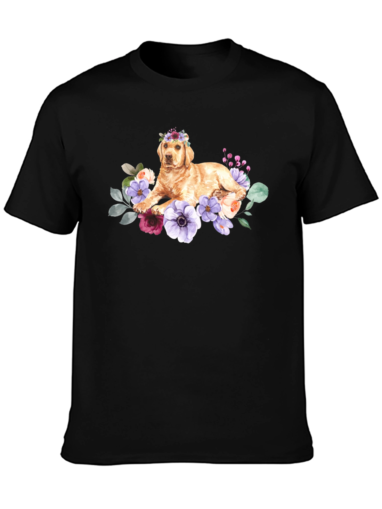 Golden Retriever Floral Crown T-Shirt