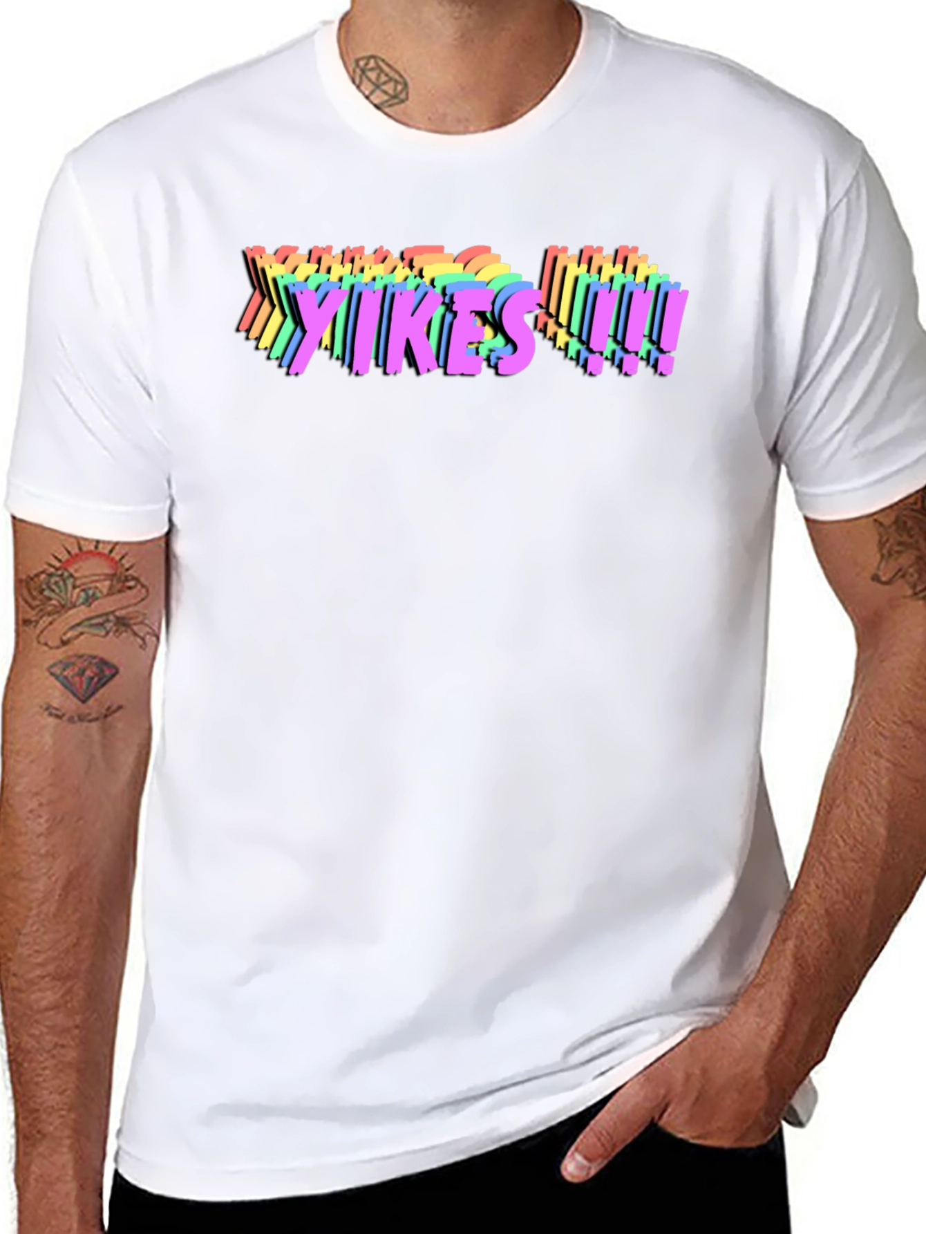 Yikes! Rainbow Graphic T-Shirt - Bold Statement Tee