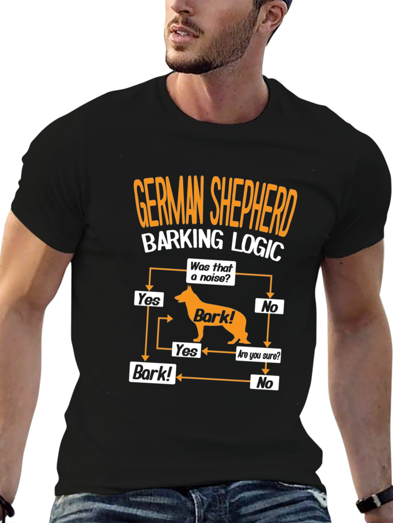 German Shepherd Barking Logic T-Shirt - Dog Lover Tee
