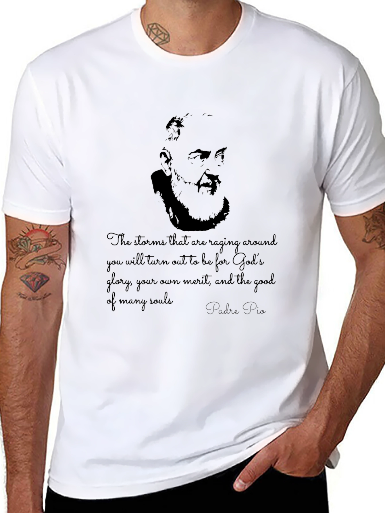 Padre Pio Graphic T-Shirt - Religious Quote