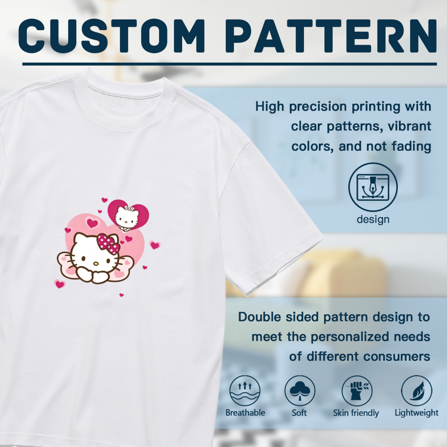 Angel Wing Heart Hello Kitty Sweet Romantic Plus?Size Women Tee