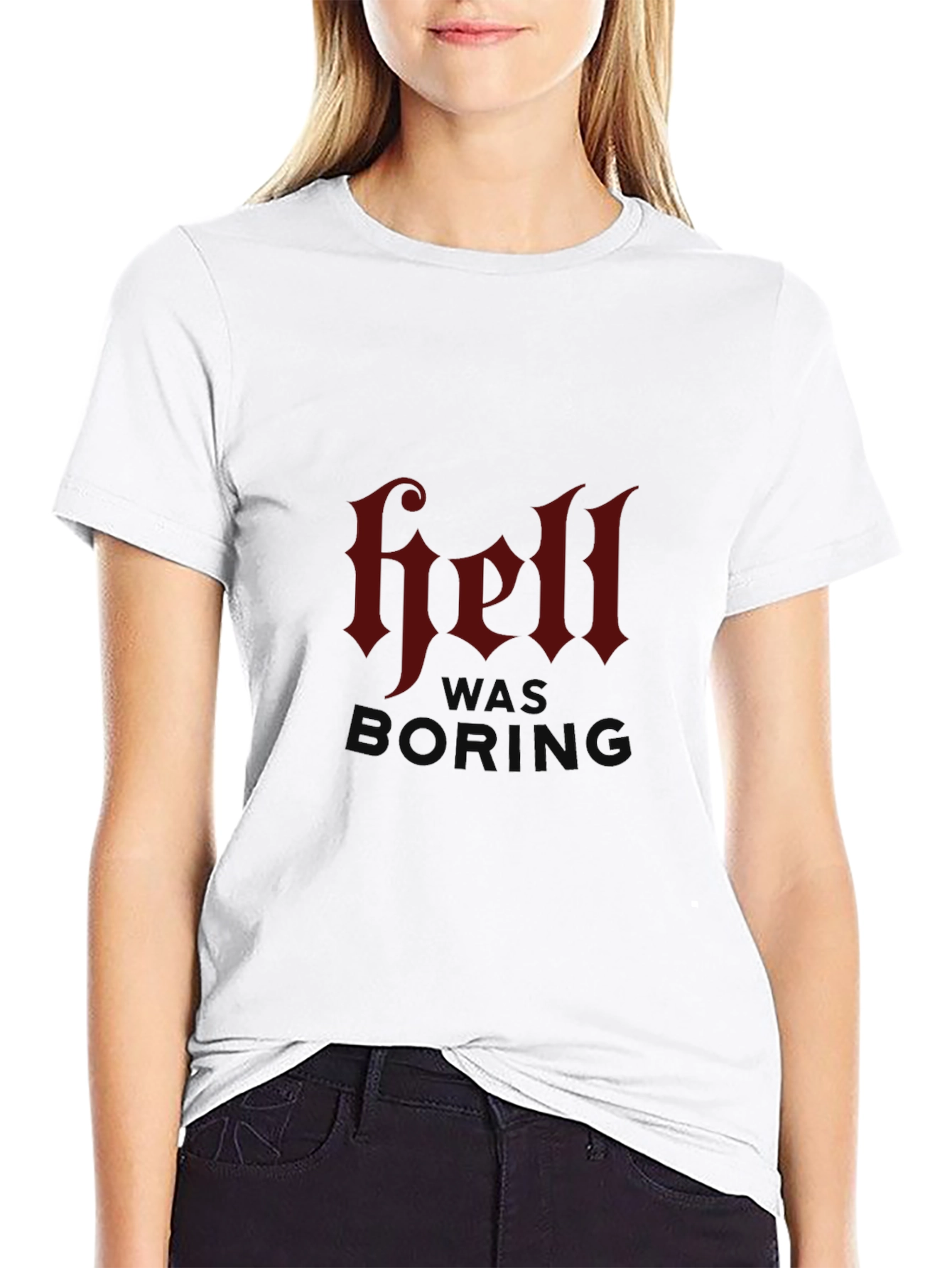 Hell Was Boring Graphic T-Shirt - Black