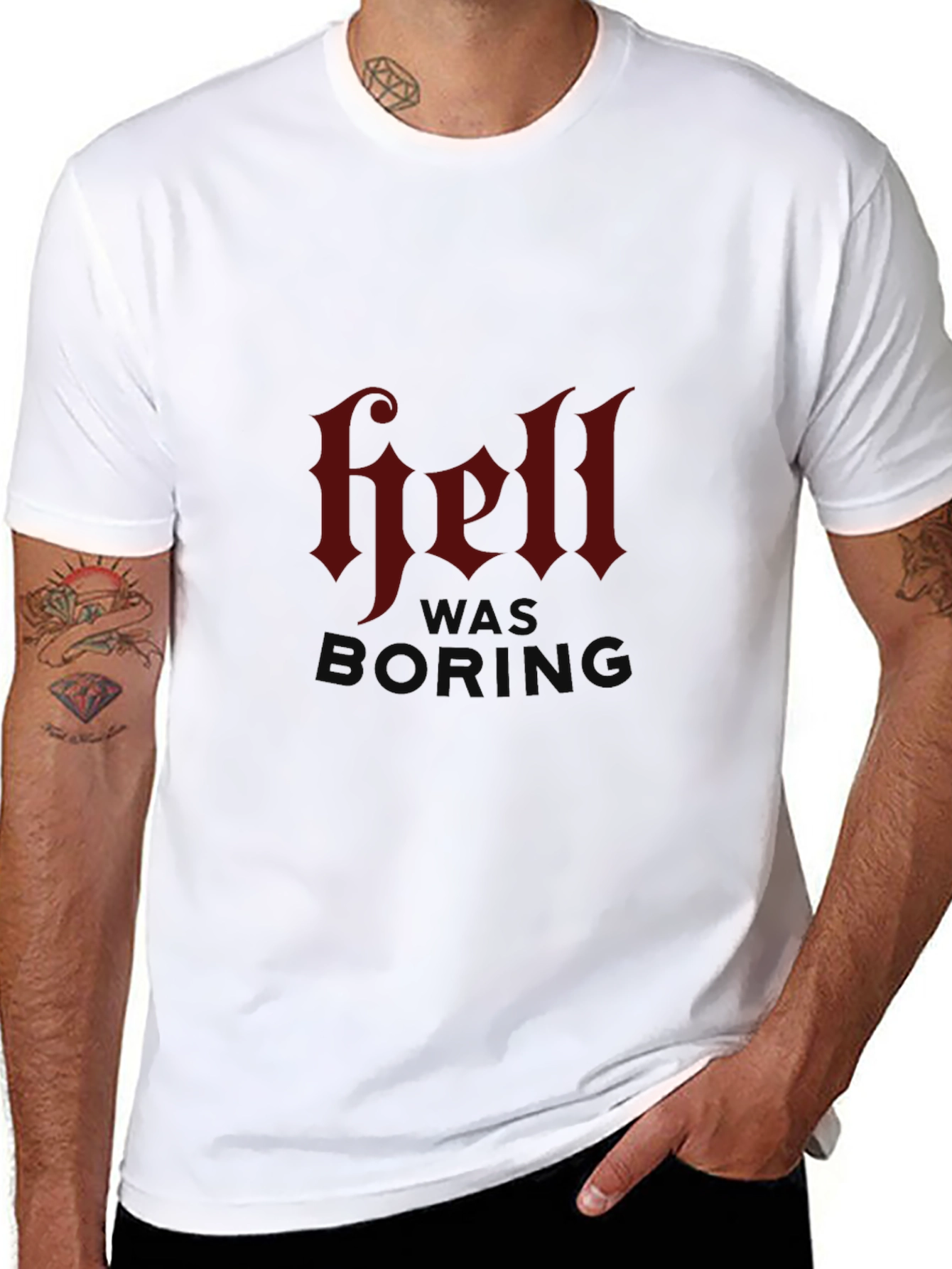 Hell Was Boring Graphic T-Shirt - Black